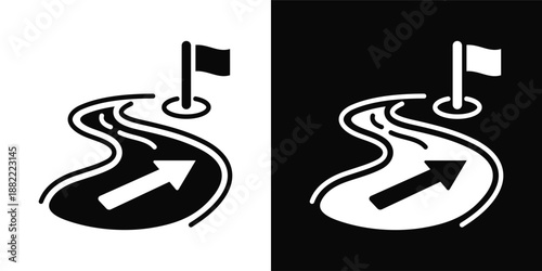 Transformation Strategy Icon White And Black Background Style