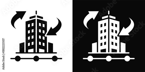 Enterprise Change Icon White And Black Background Style