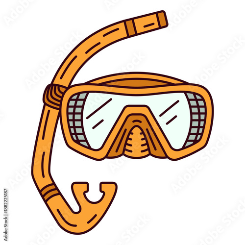 Colored swimming mask and snorkel