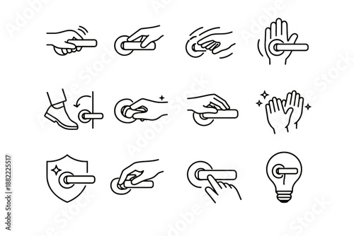 Hygiene icon habit door subtle handle quick contact vector without briefly grip