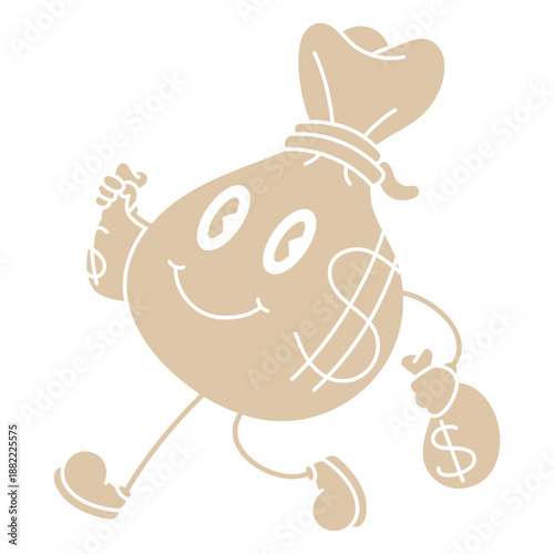 Money bag retro cartoon cut out