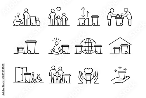 Calm members mindful range trash adjust vector all accessibility icon consideration bin
