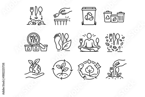 System friendly correctly waste vector accuracy reduction proper compost icon eco awareness