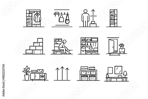 Storage space height vector floor habit icons vertical open minimalist spatial icon