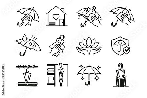 Home vector step icon surface wipe storing maintenance umbrella mindful upkeep storage