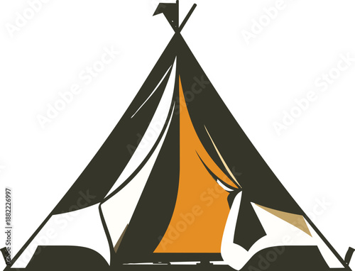 Abstract Tent Icon Representing Mina Stay for Pilgrimage Hajj and Umrah Travel Concept Illustration