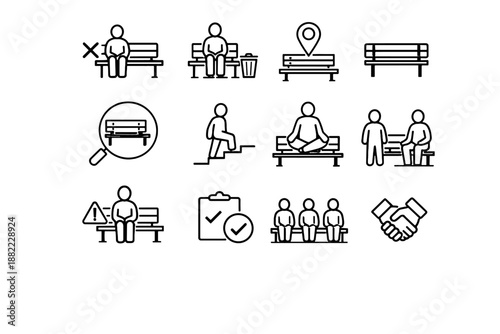 Areas icon patience vector correct urban habit focus order bench usage decorum