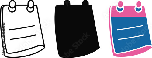 Notepad outline silhouette and colored icon Keywords: notepad, notebook, paper, writing, notes