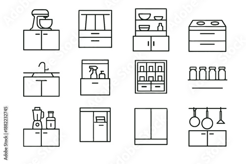 Dish shelving vector kitchen icon cleaning corner drawer row minimalist icons wooden