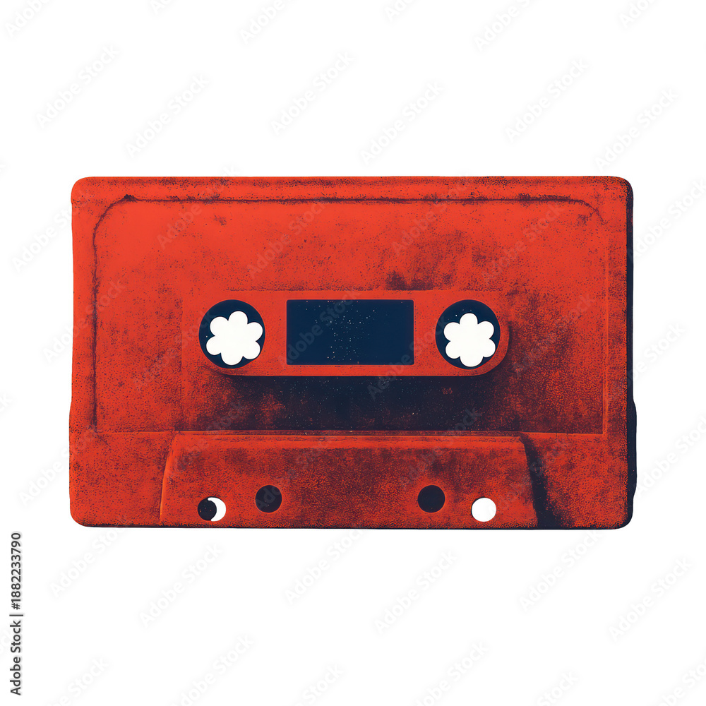 Obraz premium PNG Retro red cassette tape illustration.