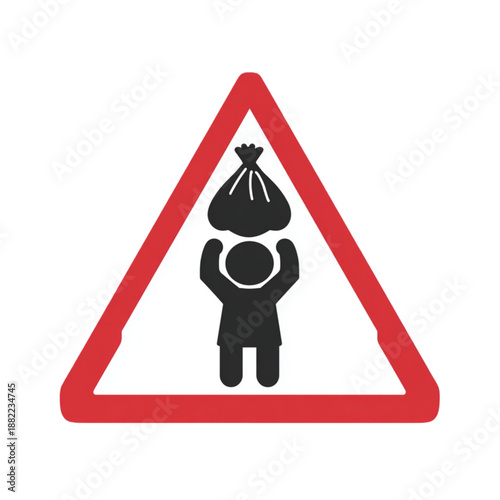 Warning sign for heavy load lifting.