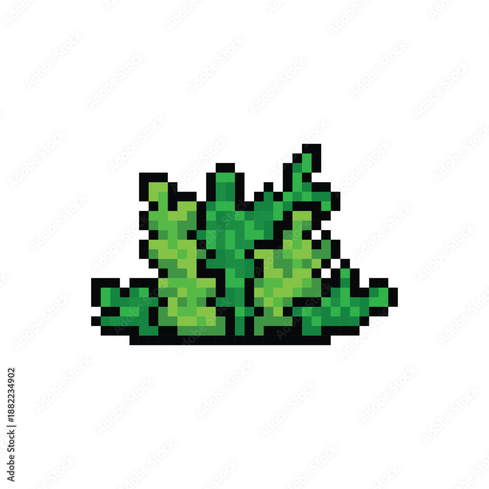 Obraz premium Pixel art nature green bush graphic design