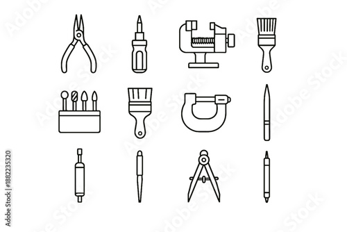 Scriber solder divider tool tiny small bit sucker vector pliers micrometer icon