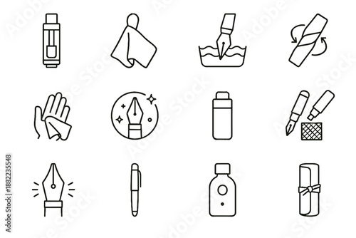 Vertical care position vector indicator test daily absorbent bundle rest pen icon