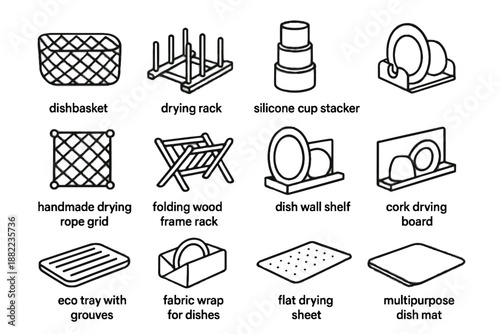 Multipurpose eco drying icon silicone storage mat dish board wall vector rope