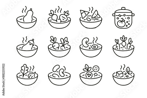 Vector cream bowl icon spring minimalist miso icons cup soup mint barley