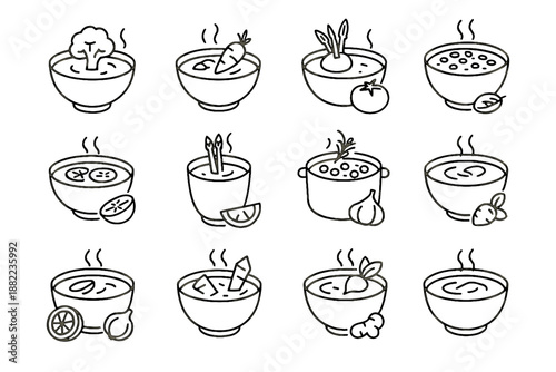 Ginger green creamy vector bowl sweet cup soup icon cauliflower broth minimalist