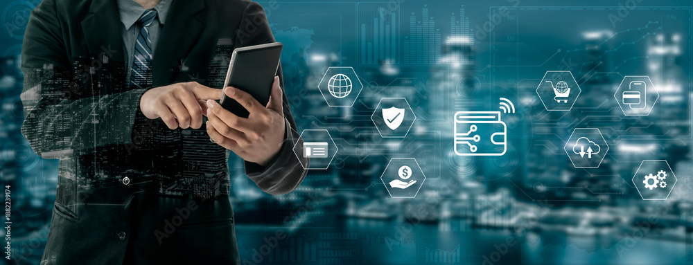 Obraz premium Digital wallet improves online payment, enhances transaction security, and supports financial technology innovation Parse