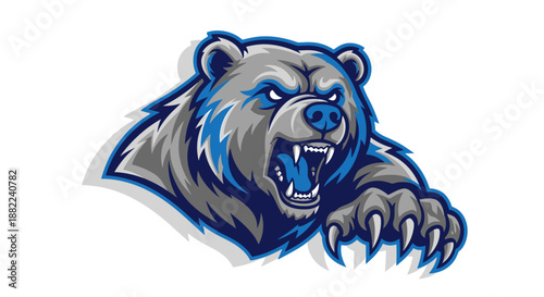 Aggressive bear mascot illustration isolated on white background for design