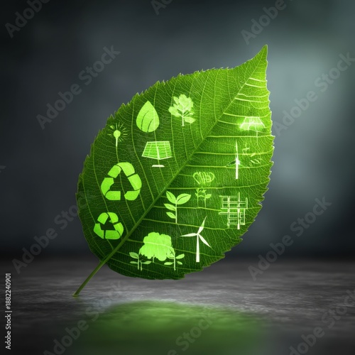 Green Energy Leaf Icons