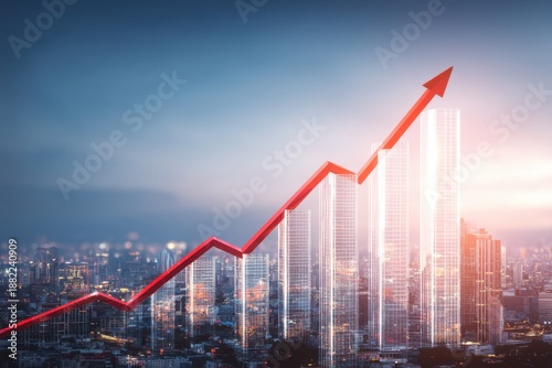 Financial Growth Arrow Over City