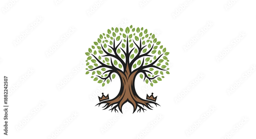 Obraz premium Stylized tree illustration with crown elements isolated on white background