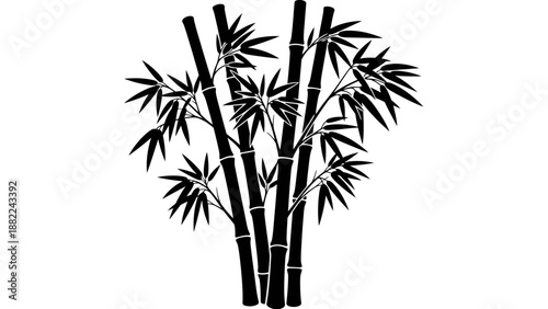 Black and white bamboo silhouette illustration for decorative design