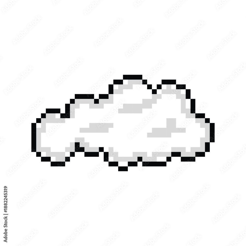 Obraz premium Pixel art white cloud graphic illustration