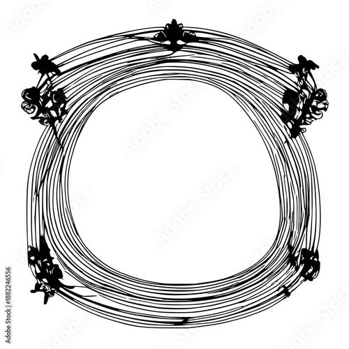 Black line art illustration of an ornate ceiling cable cover with decorative rose pattern on a white background, for architects and designers