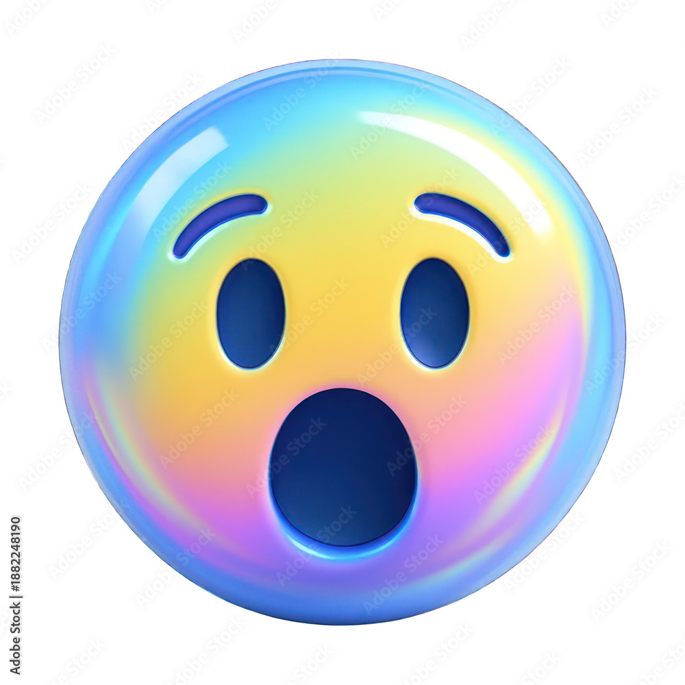 Fototapeta premium PNG Colorful shocked emoji illustration.