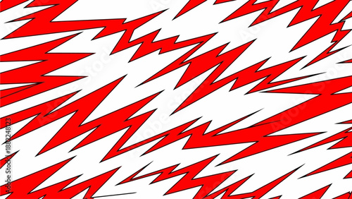 Dynamic illustration featuring red lightning bolts on a white background from a direct viewpoint