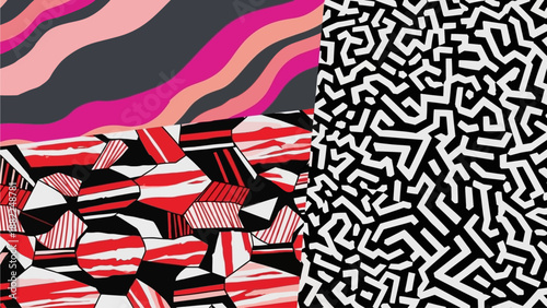Abstract geometric patterns and shapes in a vibrant digital artwork with steven's influence