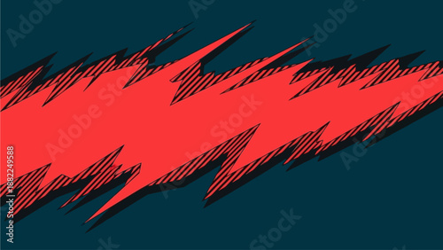 Vibrant red abstract illustration on dark blue background with energetic brushstrokes and bold digital artistry