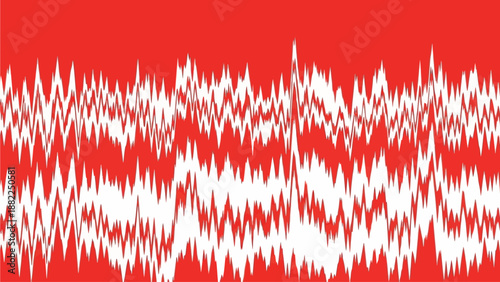 A vibrant red and white sound wave pattern, steven, graphic, wave, signal, illustration