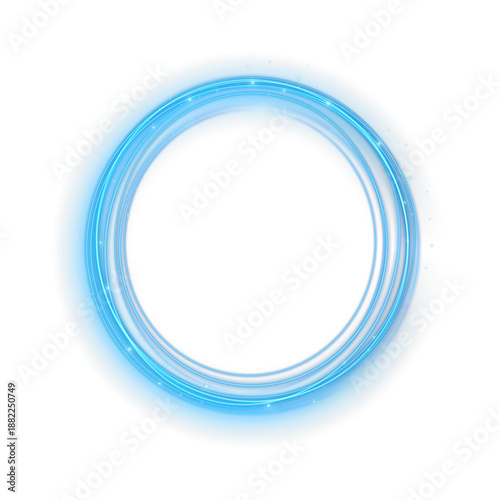 Deep blue concentric glowing rings forming a dynamic speed-motion effect with layered light trails ideal for sci-fi animation frames, high-tech posters and digital motion vector backgrounds
