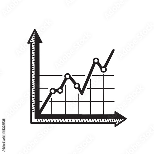 Engraved Style Line Graph Showing Fluctuation and Trend Analysis in Stock Market Data