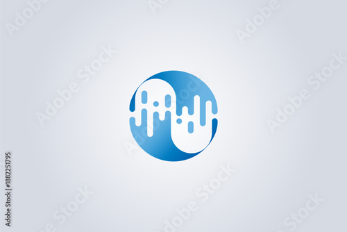 Clean digital wave logo ideal for software, fintech, and data-driven companies.