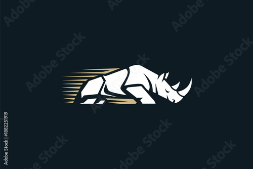 Dynamic rhino logo expressing speed, force, and unstoppable energy.