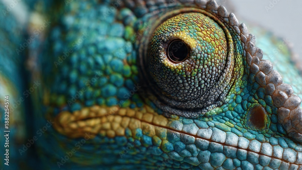Fototapeta premium Closeup of a colorful chameleon eye