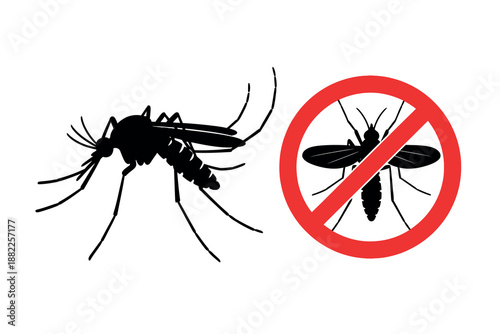 Mosquito icons with one crossed out in red circle