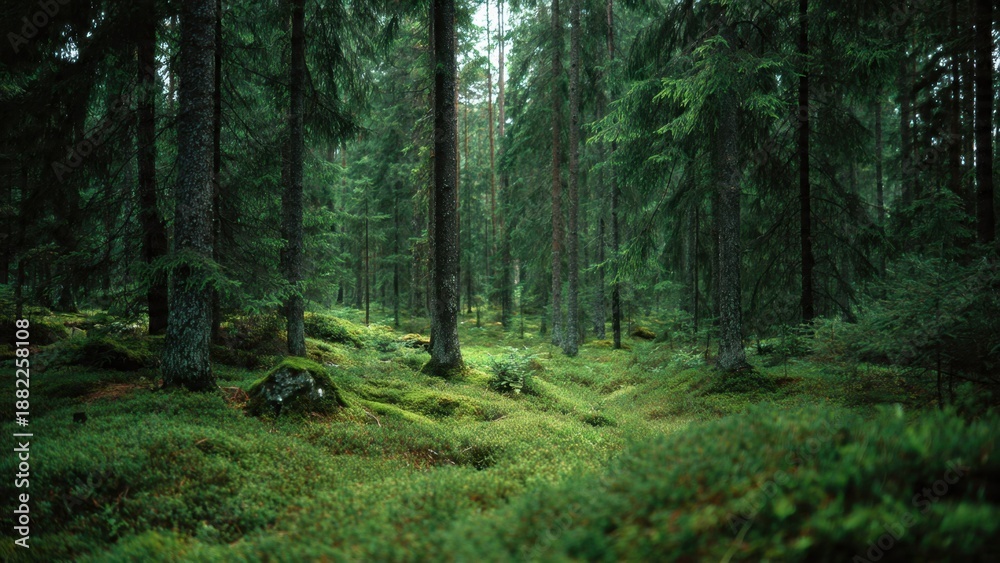 Obraz premium Lush Green Forest Scene