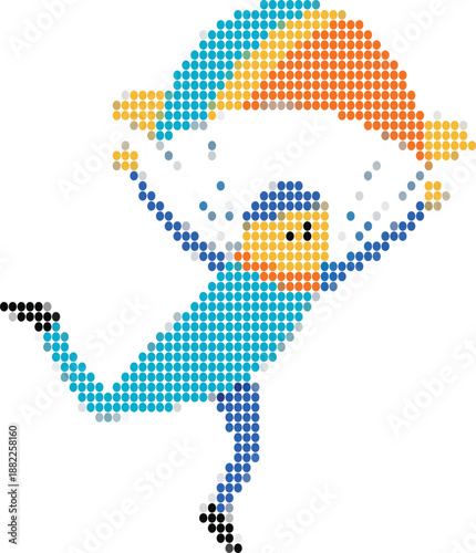 Pixelated skydiver with colorful parachute on white background skydiving jumping