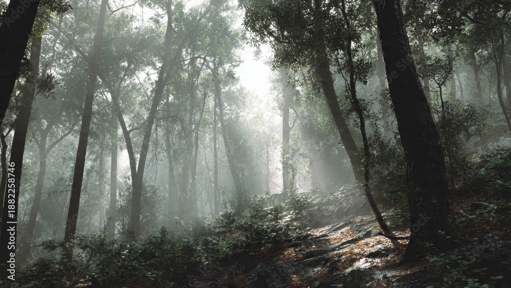 Obraz premium Misty Forest Scene