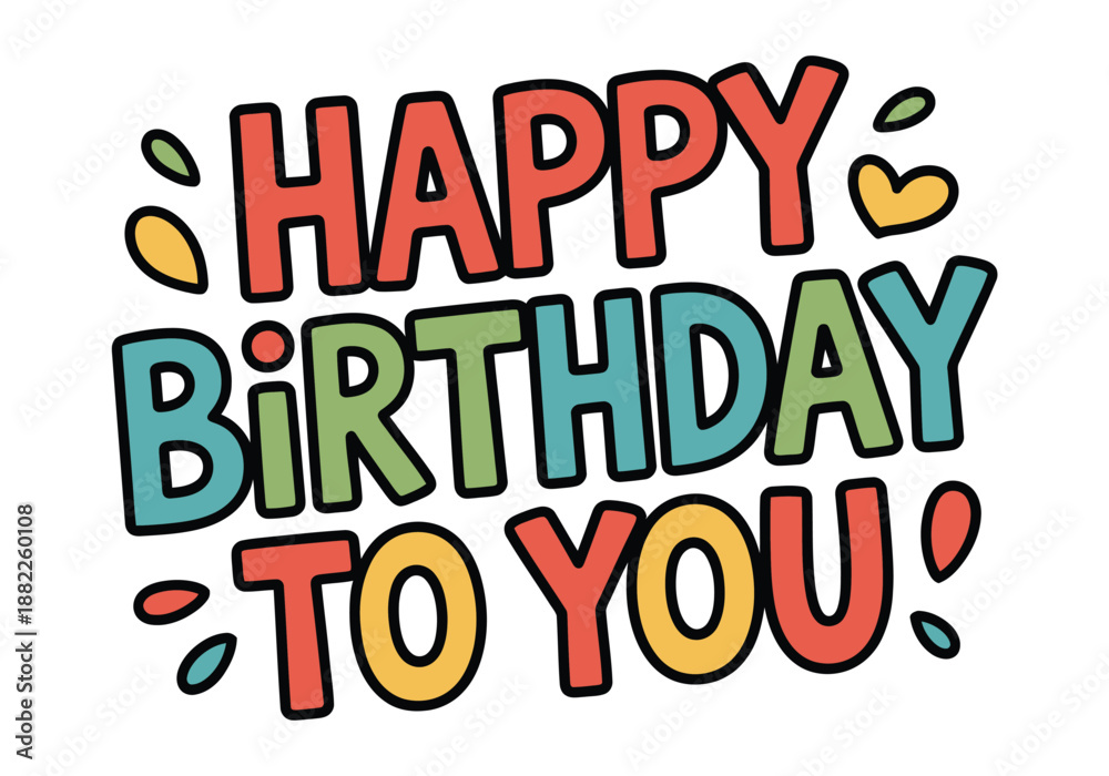 Fototapeta premium A colorful cartoon illustration of a happy birthday message