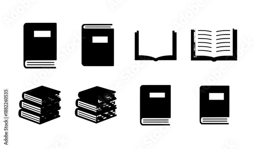 Book Icons Set Flat Vector Illustration of Open and Closed Books for Education Design