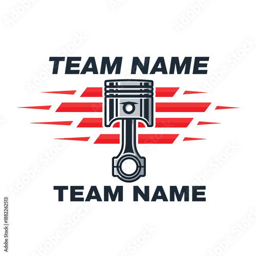 Dynamic engine piston vector graphic, perfect for high-performance racing team emblems