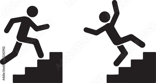 Ascending and falling on stairs: a visual representation of progress and potential hazard