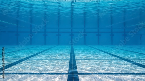 Empty Swimming Pool with Blue Water.