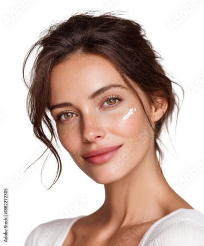 Skincare routine tips for radiant skin beauty portrait, isolated on transparent background, png