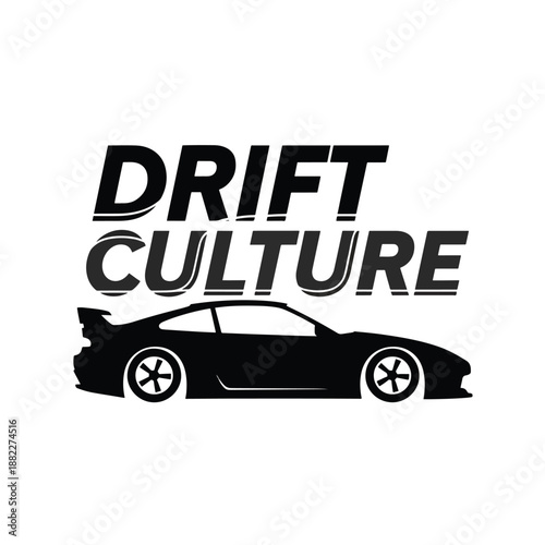 Dynamic vector graphic of a stylized sports car representing automotive drift culture and racing passion